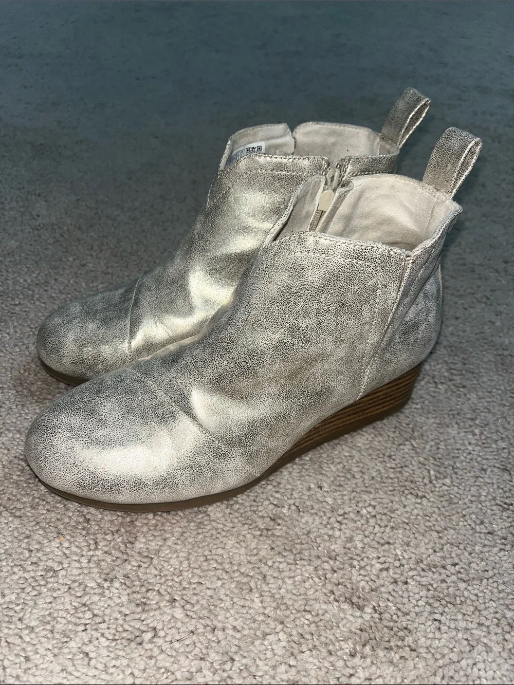 Toms Metallic Silver Kids Ankle Boots